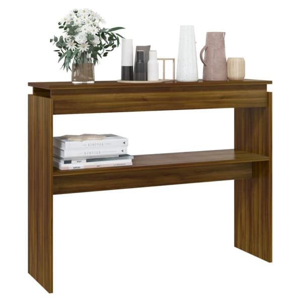 vidaXL konsolbord 102x30x80 cm konstrueret træ brun egetræsfarve
