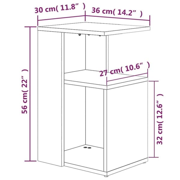 vidaXL sidebord 36x30x56 cm konstrueret træ grå sonoma-eg