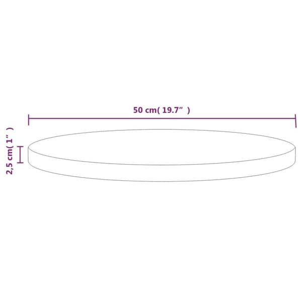 vidaXL bordplade Ø50x2,5 cm massivt fyrretræ