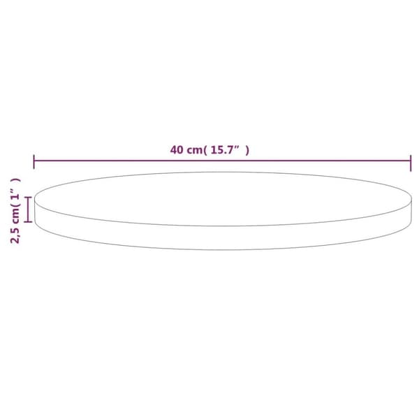vidaXL bordplade Ø40x2,5 cm massivt fyrretræ