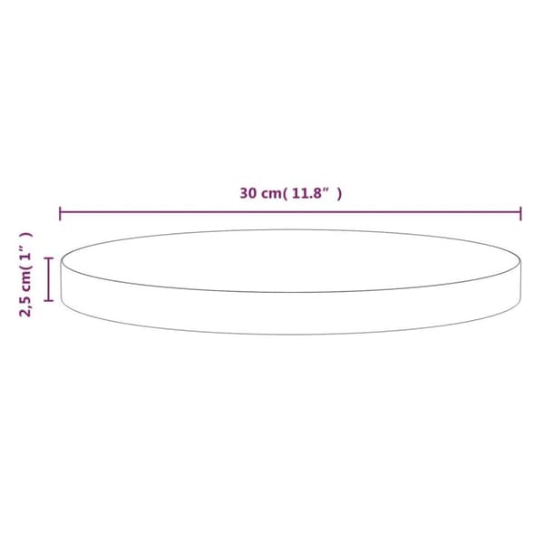 vidaXL bordplade Ø30x2,5 cm massivt fyrretræ