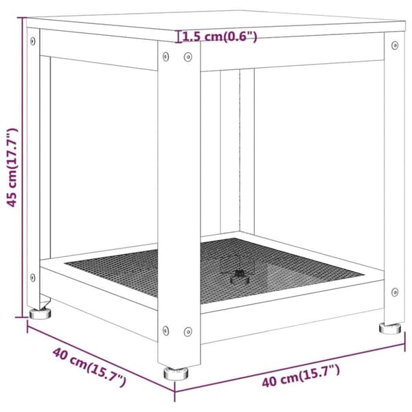 vidaXL sidebord 40x40x45 cm MDF og jern mørkebrun og sort