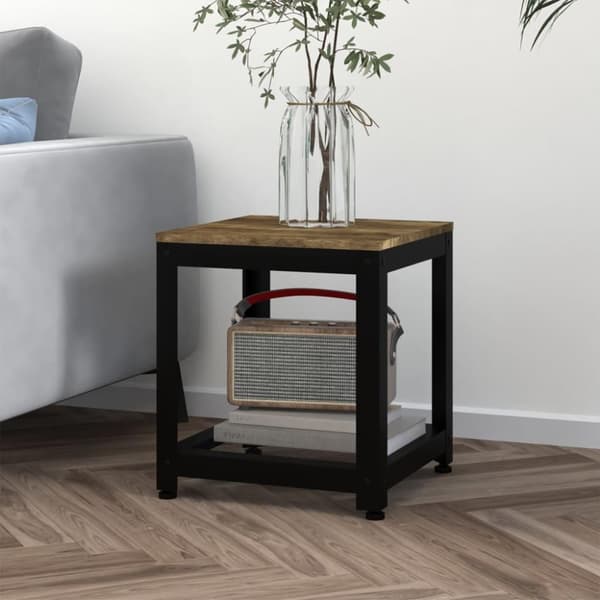 vidaXL sidebord 40x40x45 cm MDF og jern mørkebrun og sort