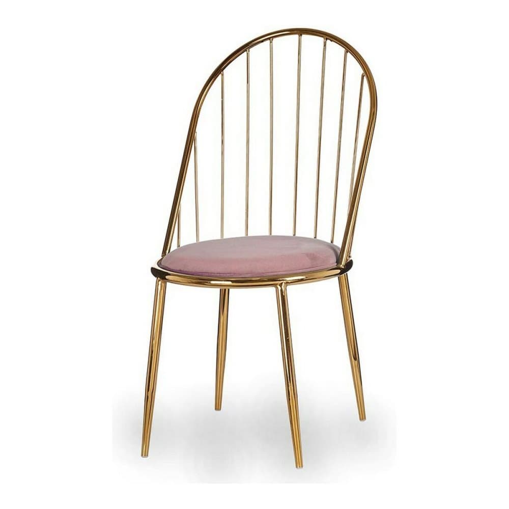 Stol Rosa Gyllene Stänger Polyester Järn (48 x 95,5 x 48 cm)