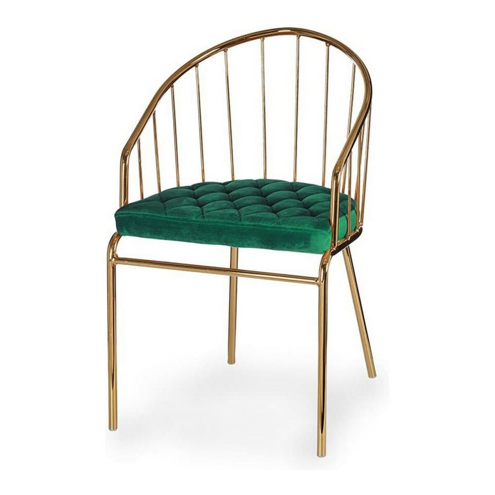 Stol Gyllene Grön Stänger Polyester Järn (51 x 81 x 52 cm)