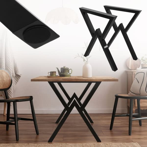Bordsben set om 2 X-formade 60x72 cm svart stål ML design