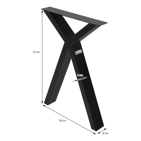 Pöydänjalat 2 kpl X-muotoinen 50x72 cm musta teräs ML design