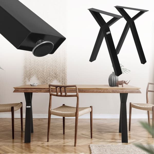 Pöydänjalat 2 kpl X-muotoinen 50x72 cm musta teräs ML design