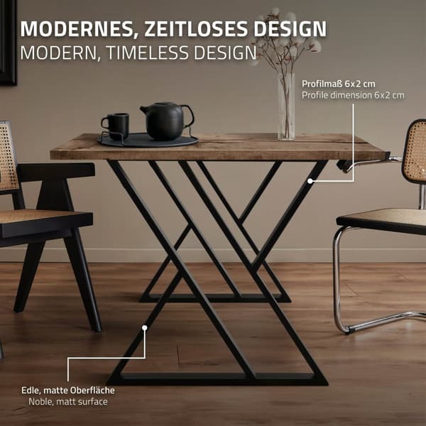 Bordsben set om 2 X-formade 69x72 cm svart stål ML design