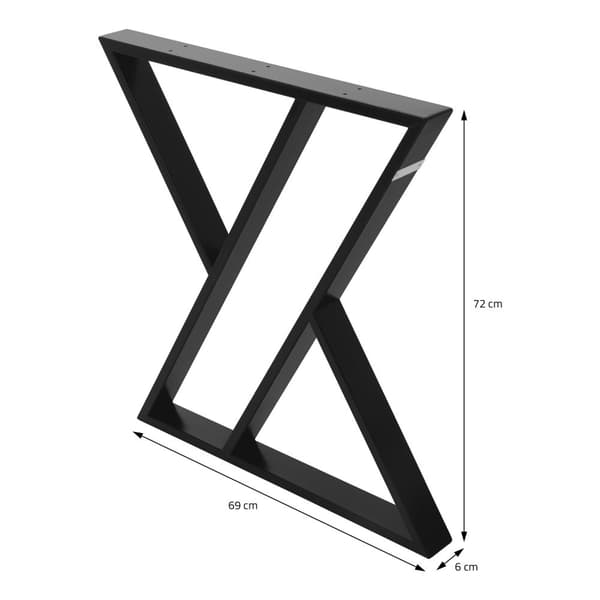 Bordsben set om 2 X-formade 69x72 cm svart stål ML design