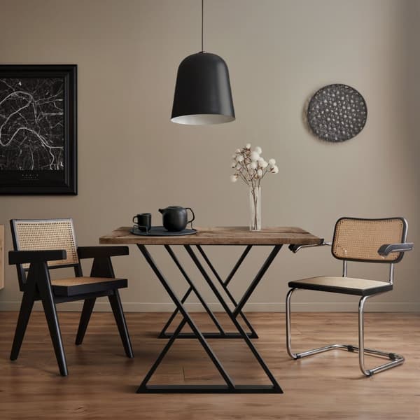 Bordsben set om 2 X-formade 69x72 cm svart stål ML design