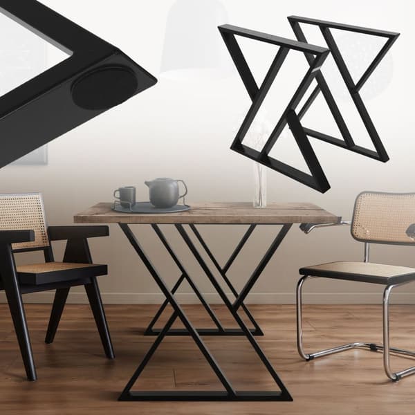 Bordsben set om 2 X-formade 69x72 cm svart stål ML design