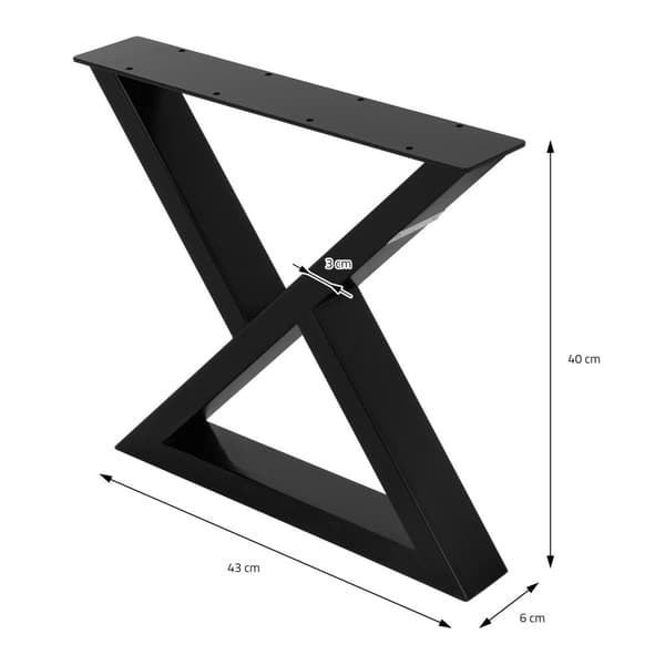 Pöydänjalat 2 kpl X-muotoinen 43x40 cm musta teräs ML-muotoilu