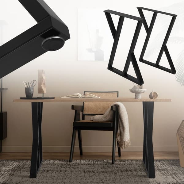 Pöydänjalat 2 kpl X-muotoinen 50x71 cm musta teräs ML-muotoilu