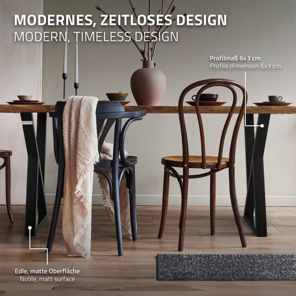 Bordsben set om 2 X-formade 40x71 cm svart stål ML design