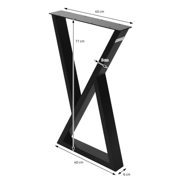 Bordsben set om 2 X-formade 40x71 cm svart stål ML design