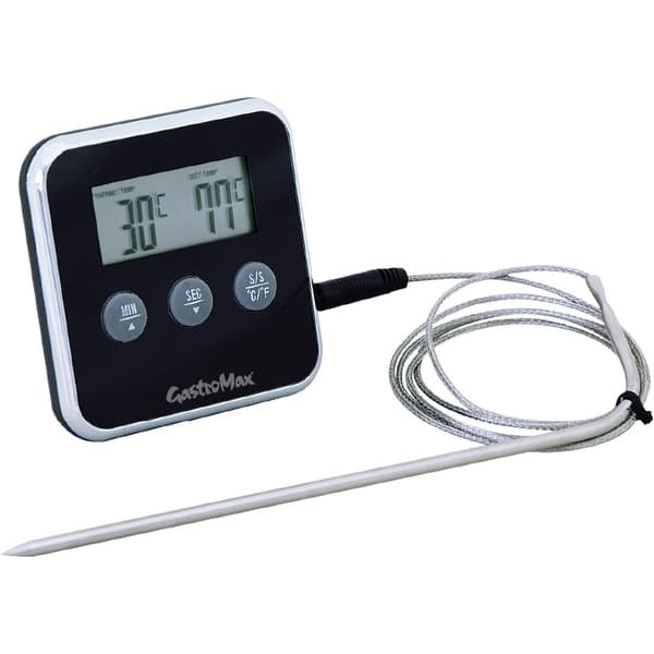 Hushållsterm/ugnstermometer m timer, digital Gastromax