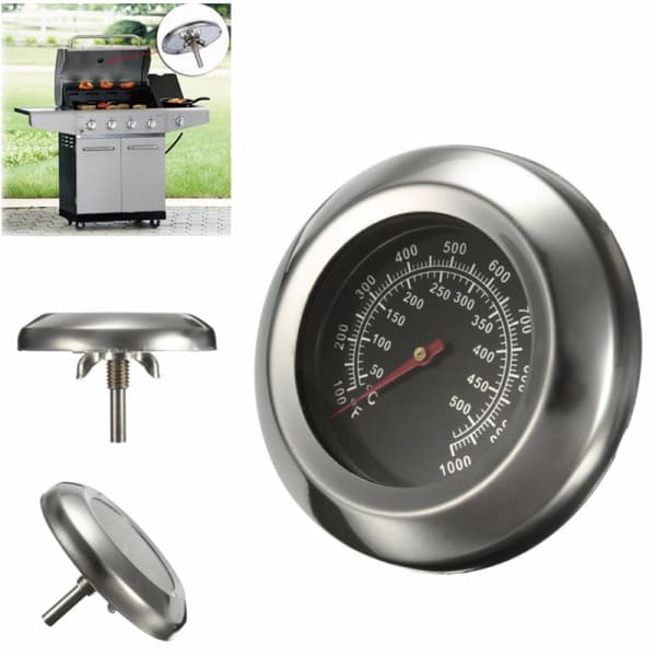INF Analogt steketermometer for grill i rustfritt stål