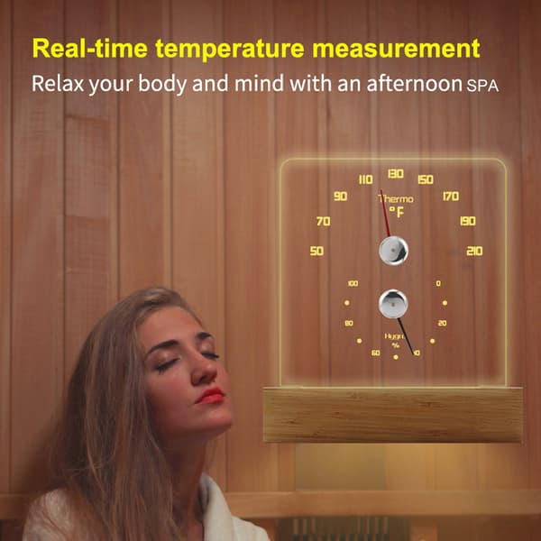 INF Bastutermometer med vit bakgrundsbelysning - Fahrenheit 0