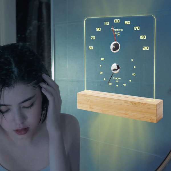 INF Bastutermometer med vit bakgrundsbelysning - Fahrenheit 0
