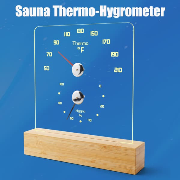 INF Bastutermometer med vit bakgrundsbelysning - Fahrenheit 0