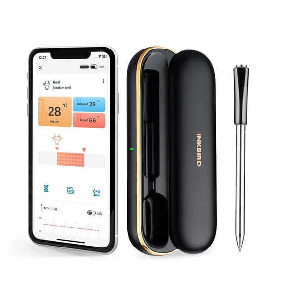 Trådlös köttermometer, Bluetooth 5.1, Dubbla temperaturgivare, Vattentät design,INT-11P-BINT-11P-B