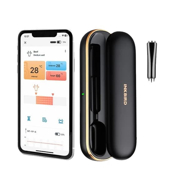 Trådlös köttermometer, Bluetooth 5.1, Dubbla temperaturgivare, Vattentät design,INT-11P-BINT-11P-B