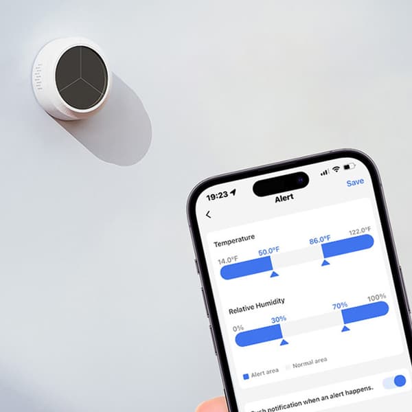 Meross temperatur- og fugtighedssensor startsæt med HomeKit og solcelleopladning