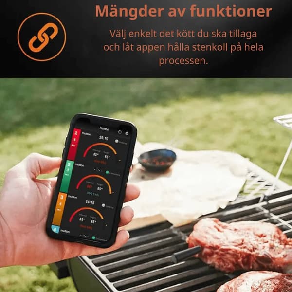 Dubbla Trådlösa Stektermometrar med App, LCD och Bluetooth