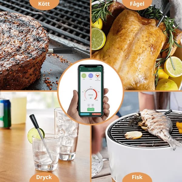 Dubbla Trådlösa Stektermometrar med App, LCD och Bluetooth