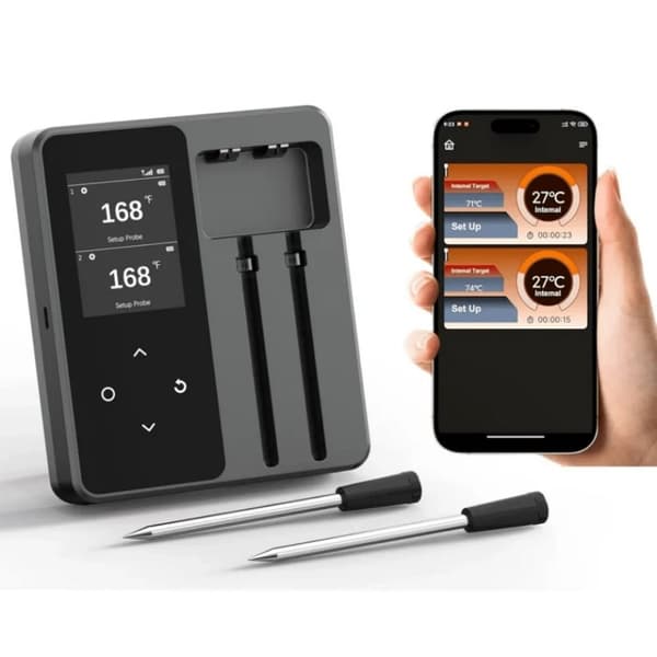Dubbla Trådlösa Stektermometrar med App, LCD och Bluetooth