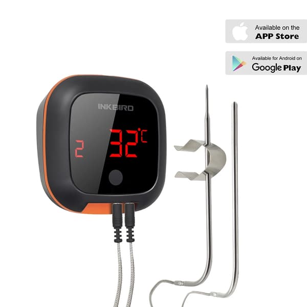 Trådlös BBQ-termometer, Bluetooth-kompatibel, upp till 6 prober,4XS med 2 sensorer