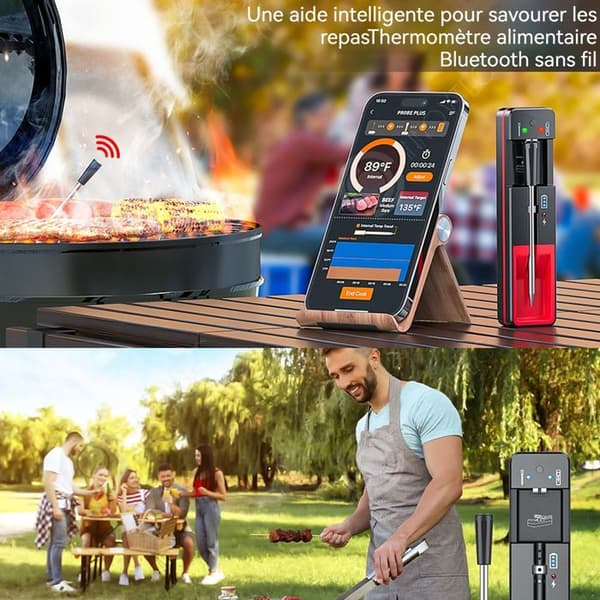 INN Smart kökstermometer bluetooth uppladdningsbar app-kontrollerad matlagningstermometer kötttermometer
