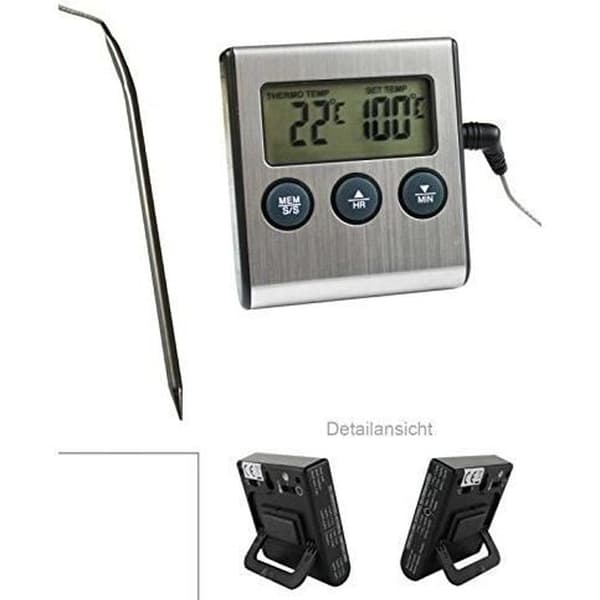 Digital termometer med sond för bakning - Tål upp till 250°C - Temperaturlarm och timerfunktion