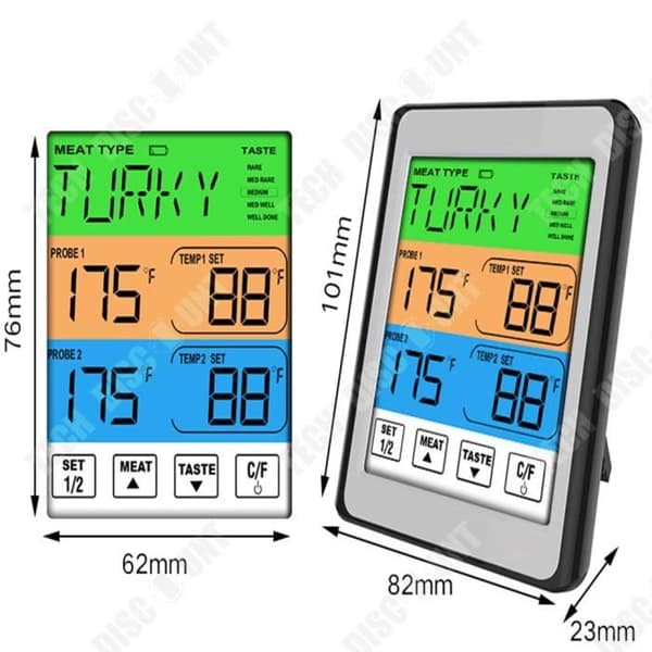 TD® Dubbelnål Smart Alarm Ugn BBQ Termometer Elektronisk Mat Kök Sockertermometer