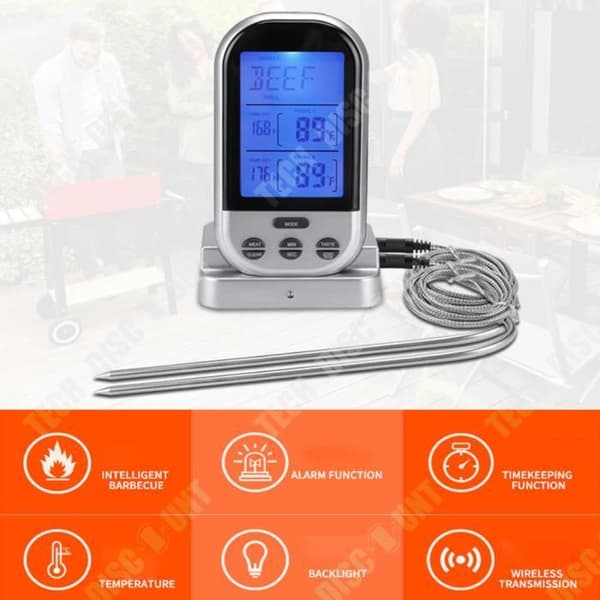 TD® Trådlös dubbelnål BBQ termometer Hög precision Köks multifunktionell kötttermometer