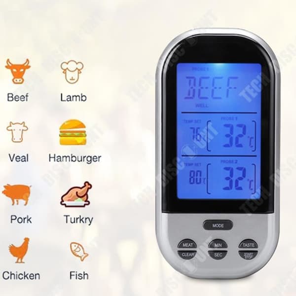TD® Trådlös dubbelnål BBQ termometer Hög precision Köks multifunktionell kötttermometer
