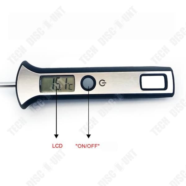 TD® Quick Read Elektronisk Digital Display Termometer Sond Bakad Rostfritt stål Metall Matt yta