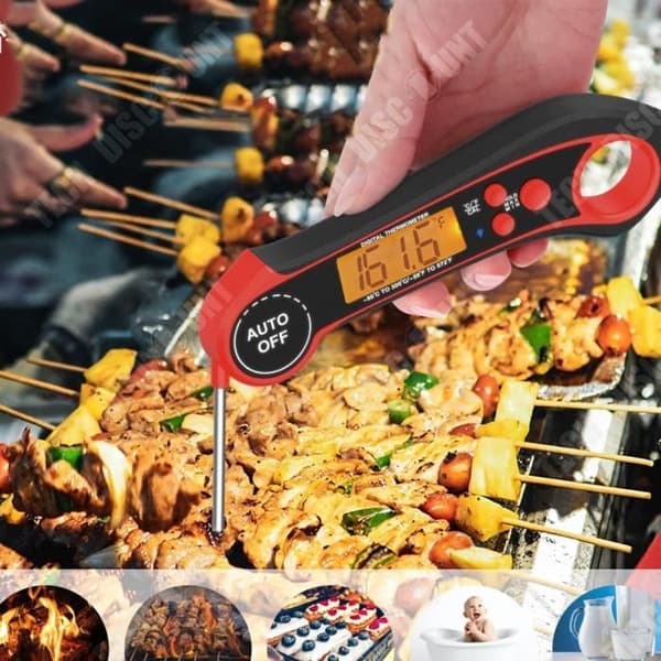 TD® hopfällbar vattentät elektronisk BBQ-termometer Digital display Kök BBQ Elektronisk mattermometer