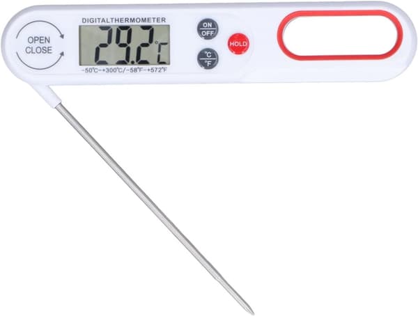 Digital Stektermometer | Vikbar | Omedelbar Läsning Vit