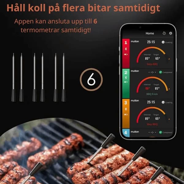 Trådlös Stektermometer / Grilltermometer med App + Bluetooth