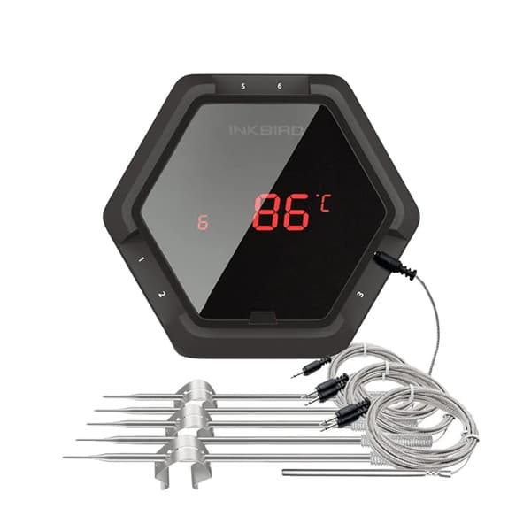 Digitalt termometer, Bluetooth-forbindelse, understøtter 6 prober,IBT-6X Sort 6 Probe