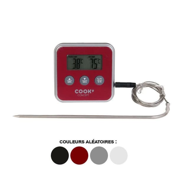 Matlagningstermometer - EASY MAKE - Integrerad timer - Matlagningsvarning - Diverse färger