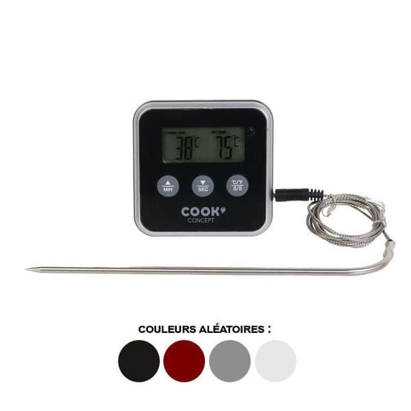 Matlagningstermometer - EASY MAKE - Integrerad timer - Matlagningsvarning - Diverse färger