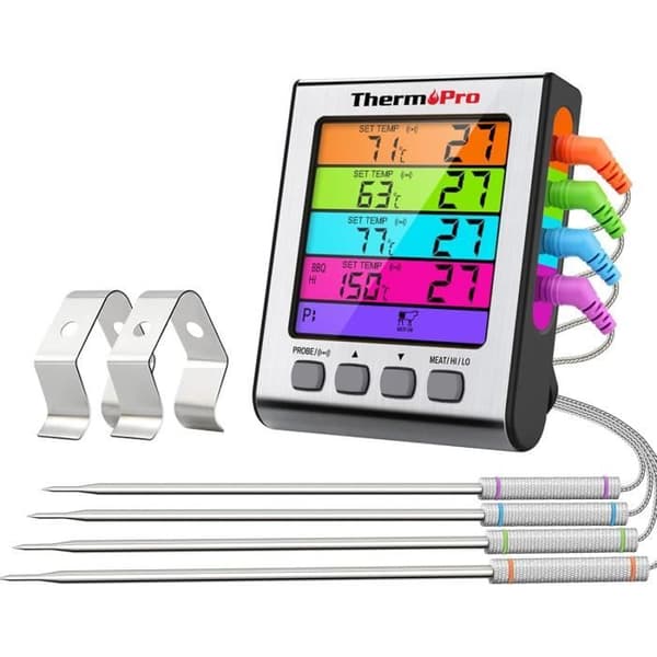 ThermoPro TP17H Termometer Ugn Termometer för Matlagning med 4 Temperatursonder för Ugn Grill Bakning Ther