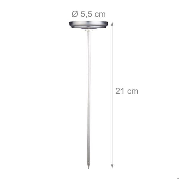 Relaxdays Kötttermometer för analog ugn, 20 cm sondtermometer i rostfritt stål