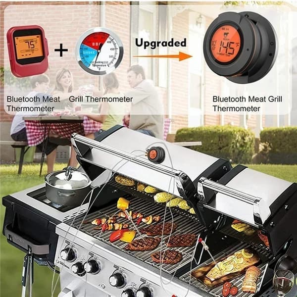 0-380°C smart Bluetooth matlagningstermometer med 4 sonder, grilltermometer med app-kontroll, avtagbar design