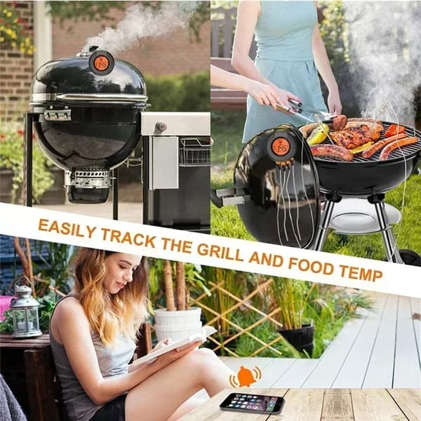 0-380°C smart Bluetooth matlagningstermometer med 4 sonder, grilltermometer med app-kontroll, avtagbar design
