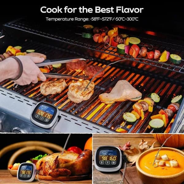 Lollanda Kødtermometer med Touchskærm / Termometer til Kød - Vandtæt, Grill, Køkken - til Ovn, til Grill Grill, Til Grill
