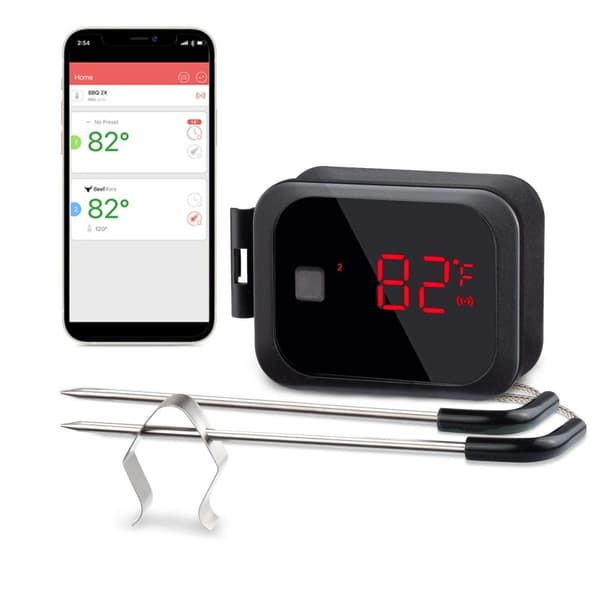 Bluetooth Kötttermometer, Dubbelprober, Temperaturalarm,Som bild